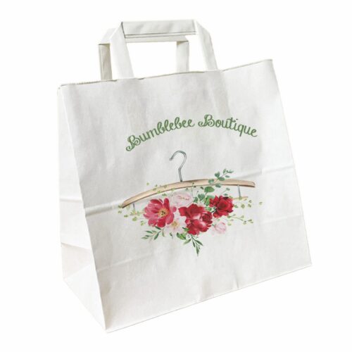 White Flat Handle Shopper Bag