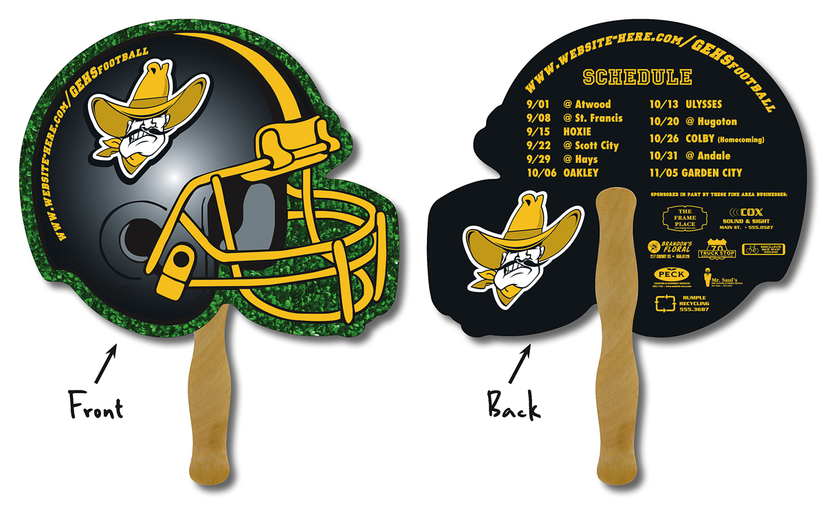 School Hand Fan - 10 x 8.5 Football Helmet